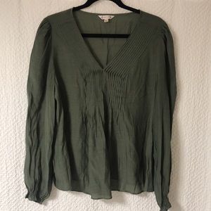 Nanette Lapore Prarie Green Pleated V Neck